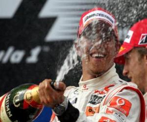 yapboz Lewis Hamilton İstanbul&#039;da zaferini kutluyor, Türkiye Grand Prix (2010)